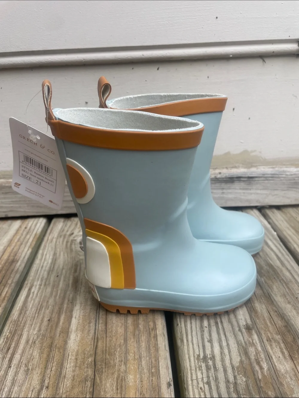 NWT Grech & Co. Light Blue Rainbow Rain various sizes
